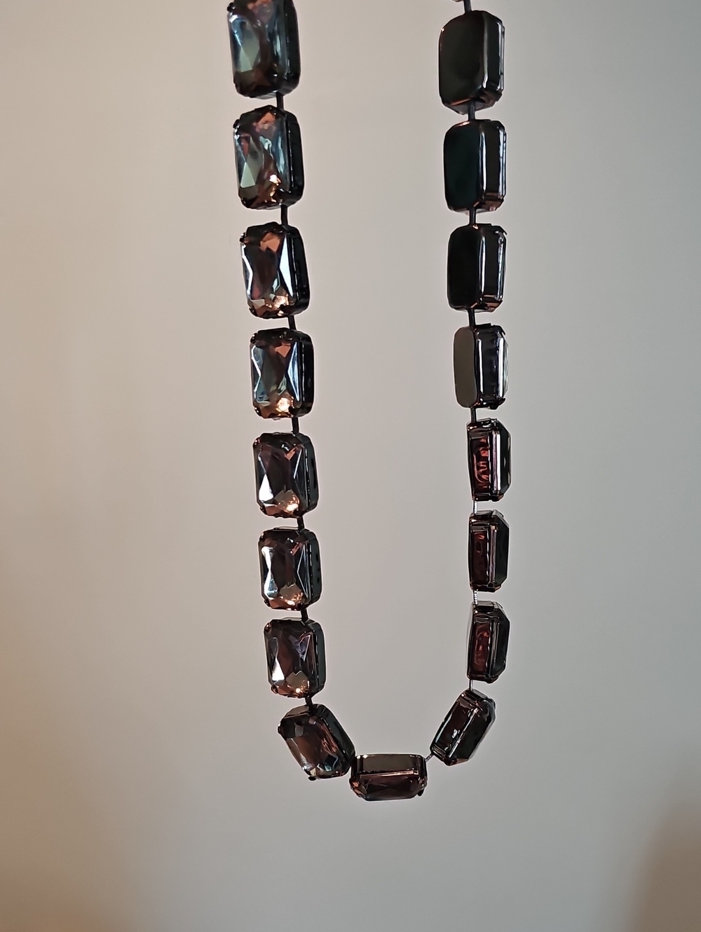 Joan Rivers necklace Emerald Cut Stones Smoky Grey Never Worn
